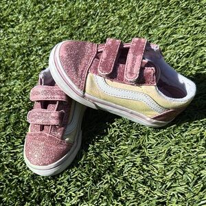 Vans Kids Glitter Pink and Cream Shoes